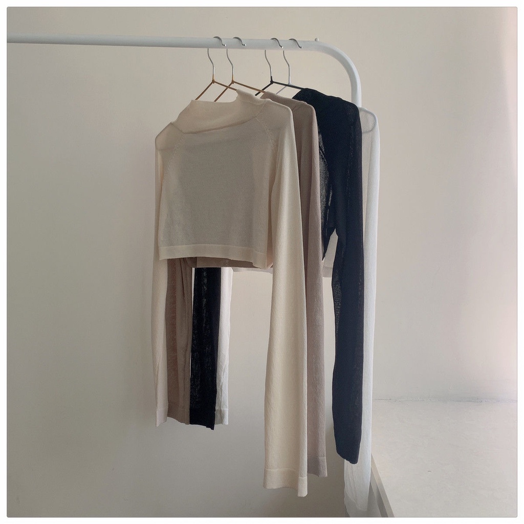 [F &amp; X] Áo Khoác Cardigan Ngắn Bằng Lụa Lạnh Mỏng Phong Cách Pháp Mùa Hè