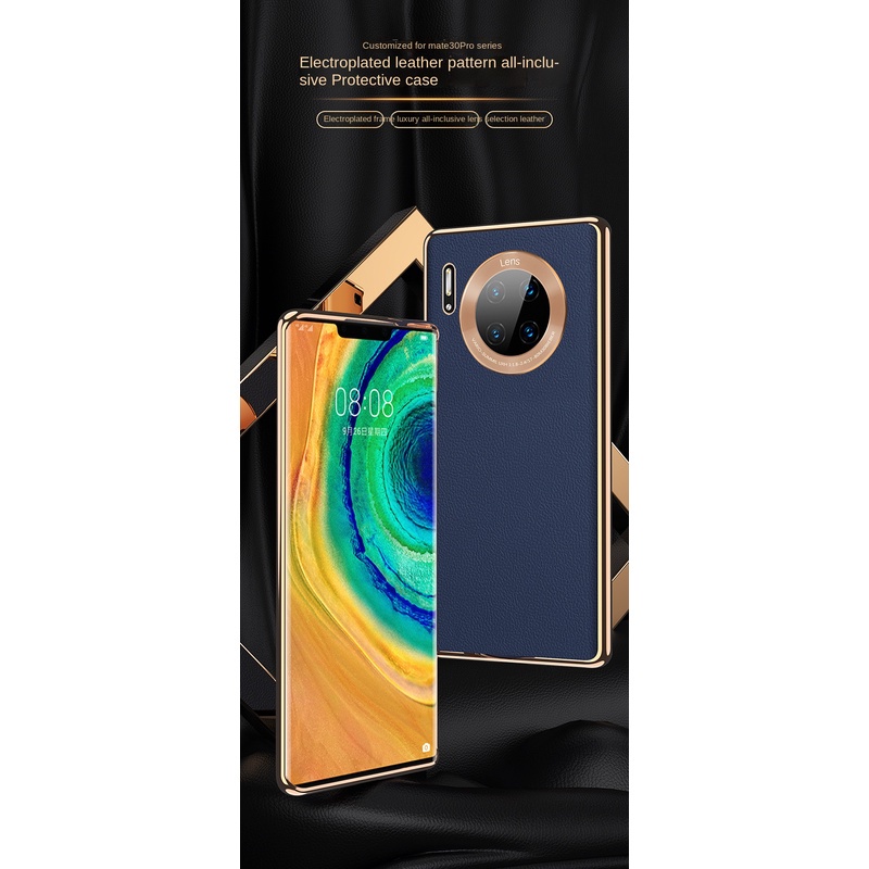 Ốp Điện Thoại Da Siêu Mỏng Chống Sốc Mạ Điện Bảo Vệ Ống Kính Máy Ảnh Cho Huawei Mate 40 Pro+Mate 30 Pro Mate 20 Pro