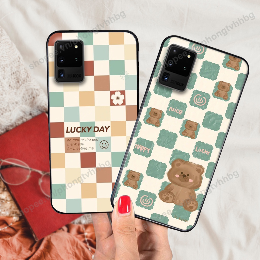Ốp lưng Samsung Note 20 / Note 20 Plus / Note 20 Ultra / Note 20+ in mẫu gấu bo viền , smile mặt cười cực cute đẹp