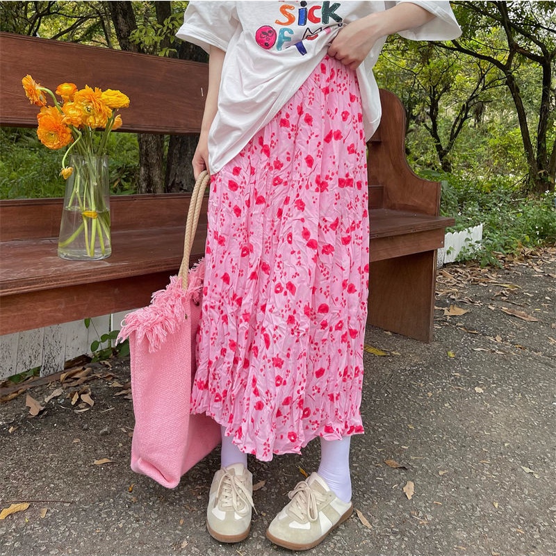 Chân Váy Chữ A Lưng Cao Dáng Chữ A Họa Tiết Hoa Thời Trang Mùa Hè Mới