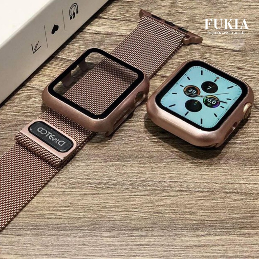 Ốp Silicon kèm kính cường lực cho Apple Watch đồng Hồ Thông Minh Series 1/ 2/ 3/ 4/ 5/ 6/ SE Size 38mm/40mm/42mm/44mm