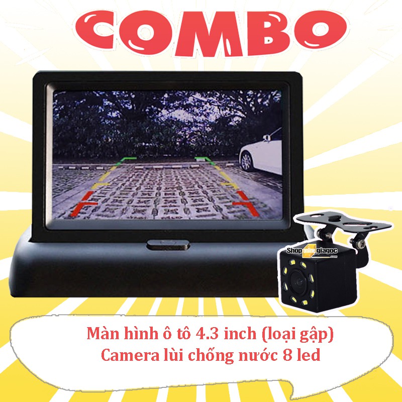 Màn Hình Ô Tô 4.3in Chuẩn AV 480.272P -Loại Gấp +  Cam lùi 8 led