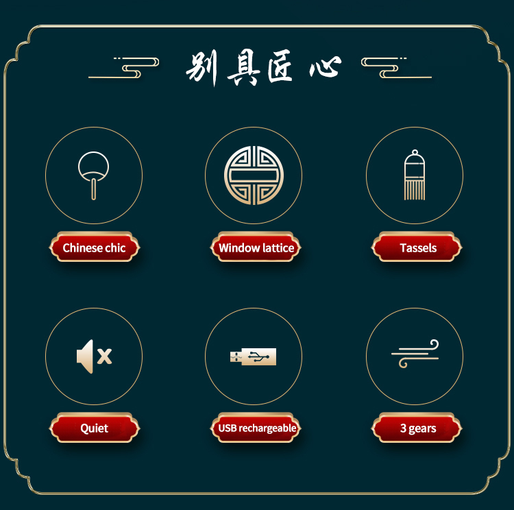 Quạt mini cầm tay kiểu Trung Quốc, quạt cầm tay sạc USB siêu êm, cần thiết cho những chuyến du lịch