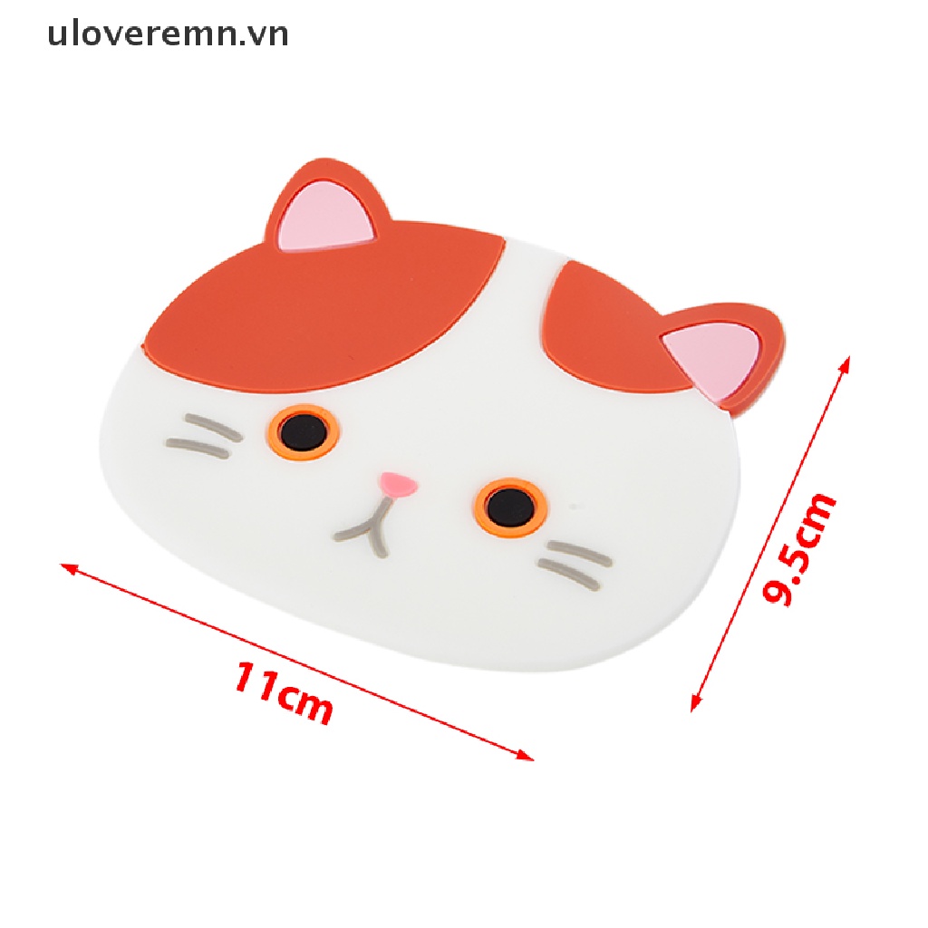 Uloveremn Miếng Lót Cốc Trà Cà Phê Cách Nhiệt Chống Trượt Hình Mèo Hoạt Hình Bằng Silicone Dành Cho Nhà Bếp