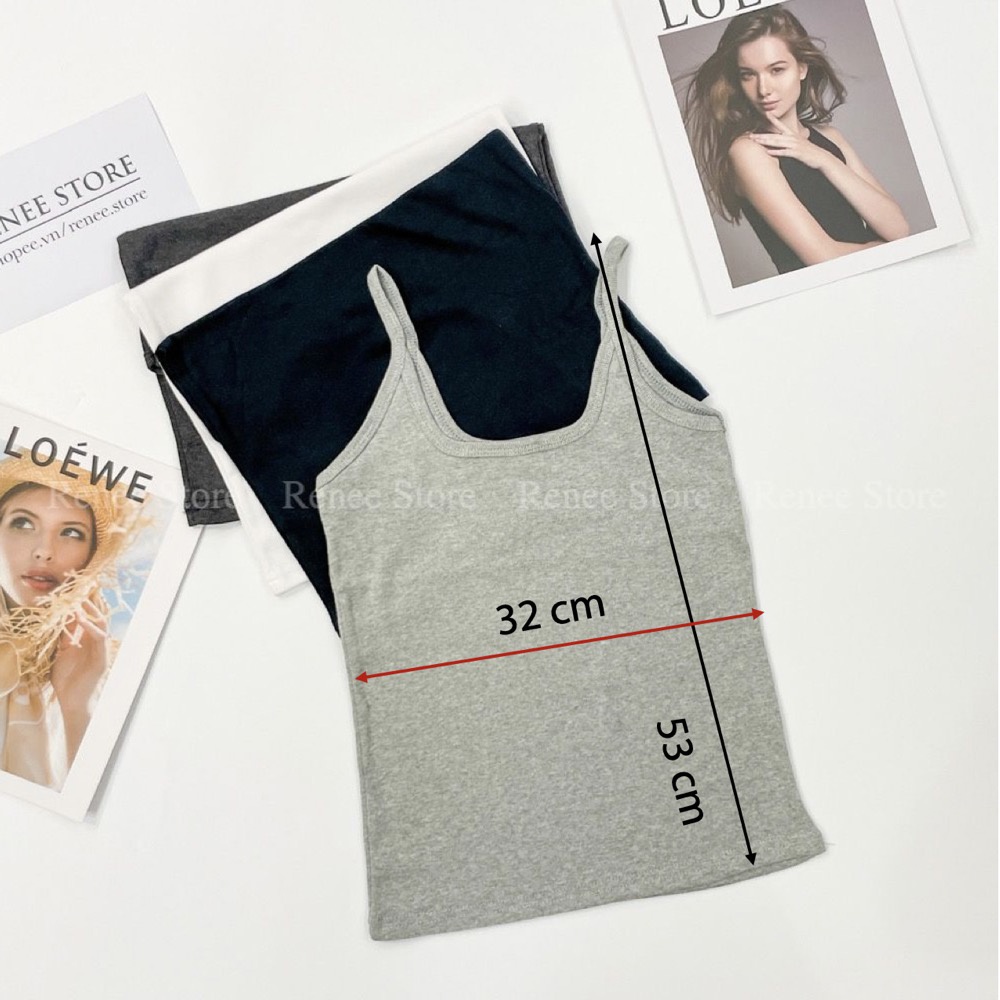 [Mã FAMARAL2 giảm 10K đơn 50K] Áo hai dây nữ RENEE Áo 2 dây nữ dáng dài chất cotton mát mềm mịn A02