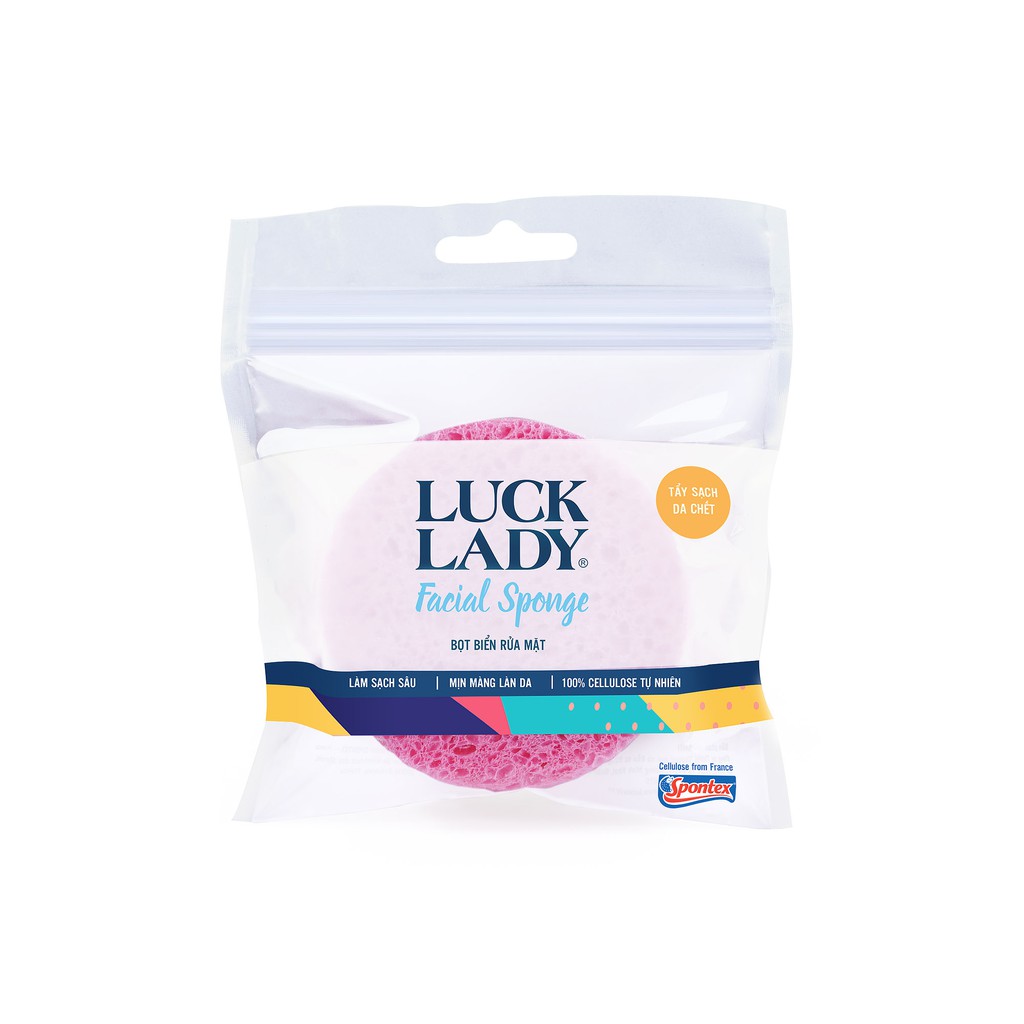 Miếng rửa mặt bọt biển Cellulose tự nhiên Luck Lady