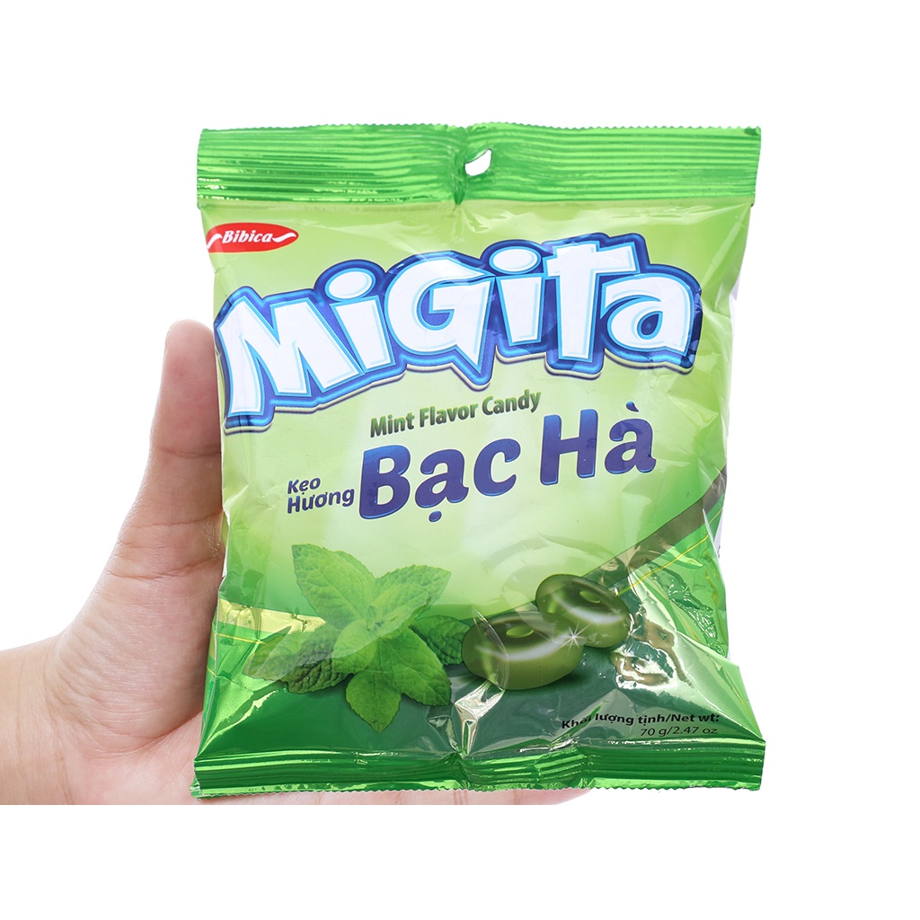 Combo 3 Kẹo Cứng Migita Bạc Hà Bibica 70g