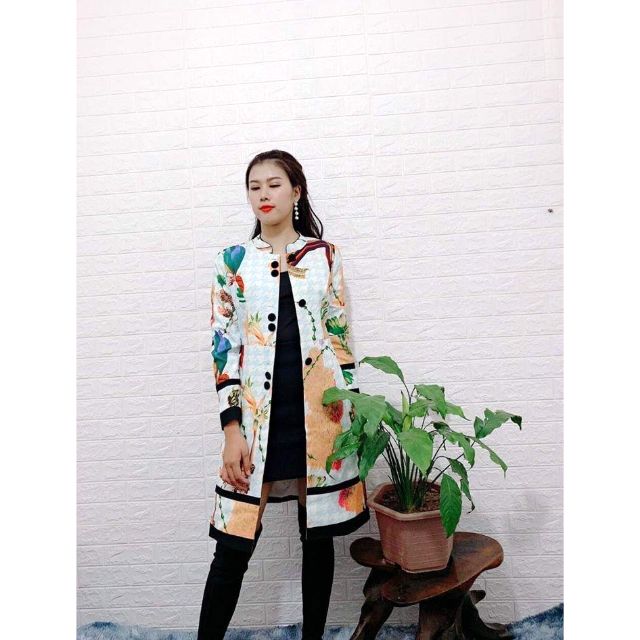 [XẢ LỖ HẾT LÔ] Áo Mangto hoạ tiết đen -Charming Lys