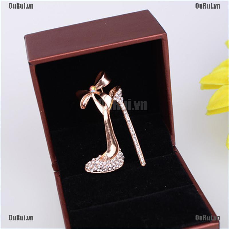 Ghim Cài Áo Hình Giày Cao Gót Đính Đá Dễ Thương