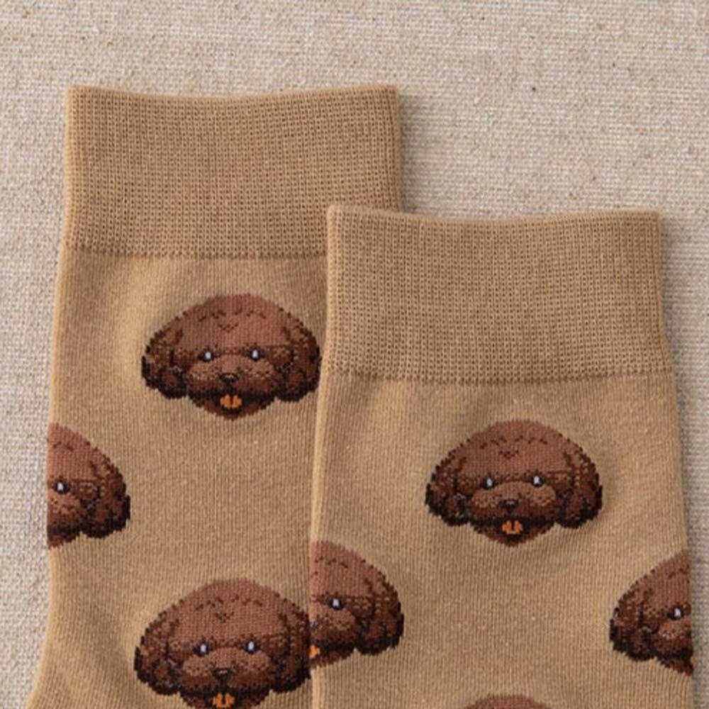 E Rich Tất cotton Cổ Vừa In Họa Tiết Chó shiba inu Thời Trang Phong Cách Đại Học Nhật Bản
