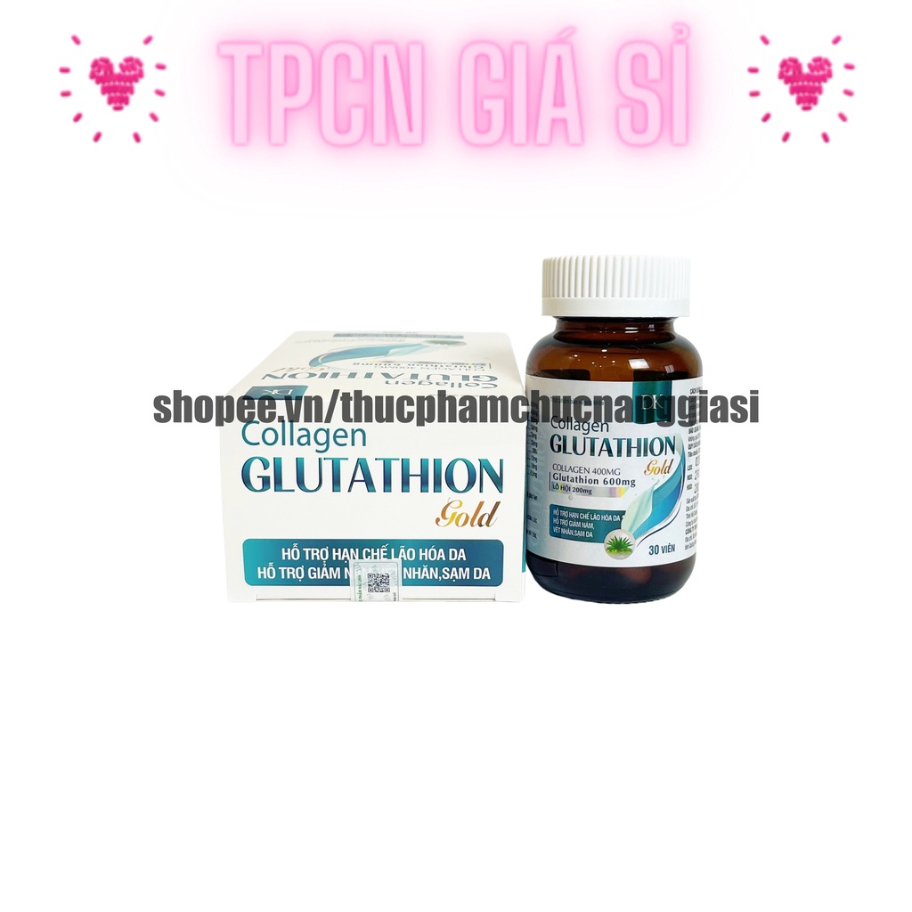 Viên uống đẹp da COLLAGEN GLUTATHION GOLD hỗ trợ làm đẹp, trắng sáng da, bô sung nội tiết tố nữ - Hộp 30 viên