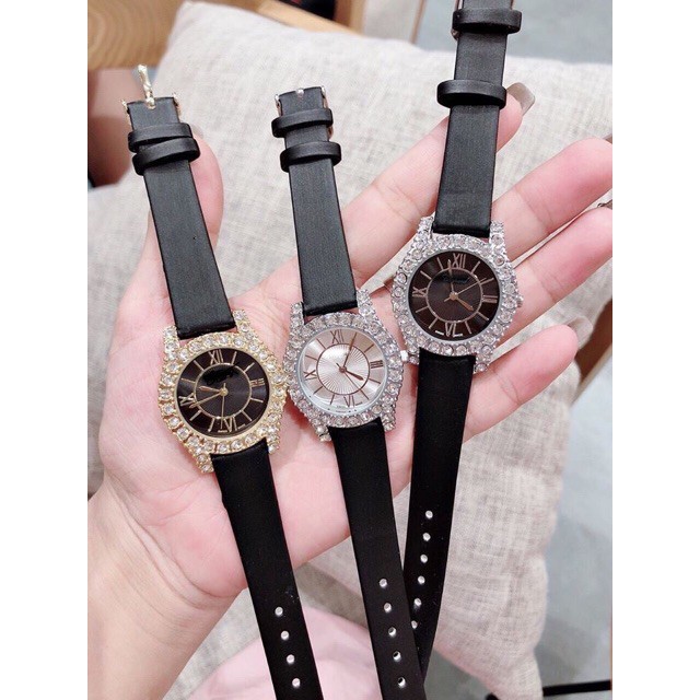 9K] Đồng Hồ Nữ HORPA Dây Da Viền Đá Thời Trang