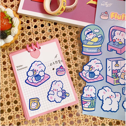 Sticker DIY Dán Trang Trí Thủ Công Cho Điện Thoại/Nhật Ký Hình Thỏ Đáng Yêu - Văn Phòng Phẩm Sáng Tạo