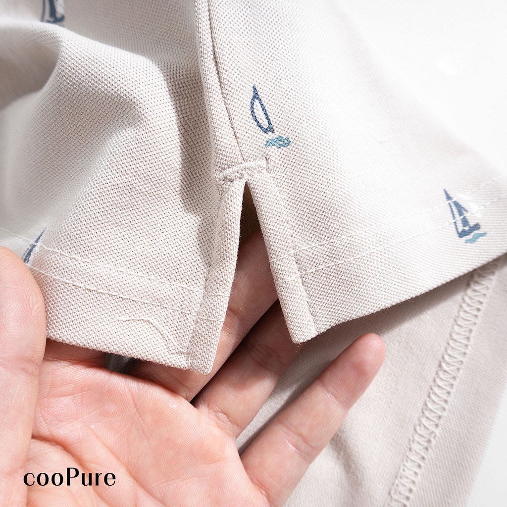 Áo thun polo nam vải Polo stretchy fiber crossword màu trắng, họa tiết nhã nhặn NO.2613 (5 màu)