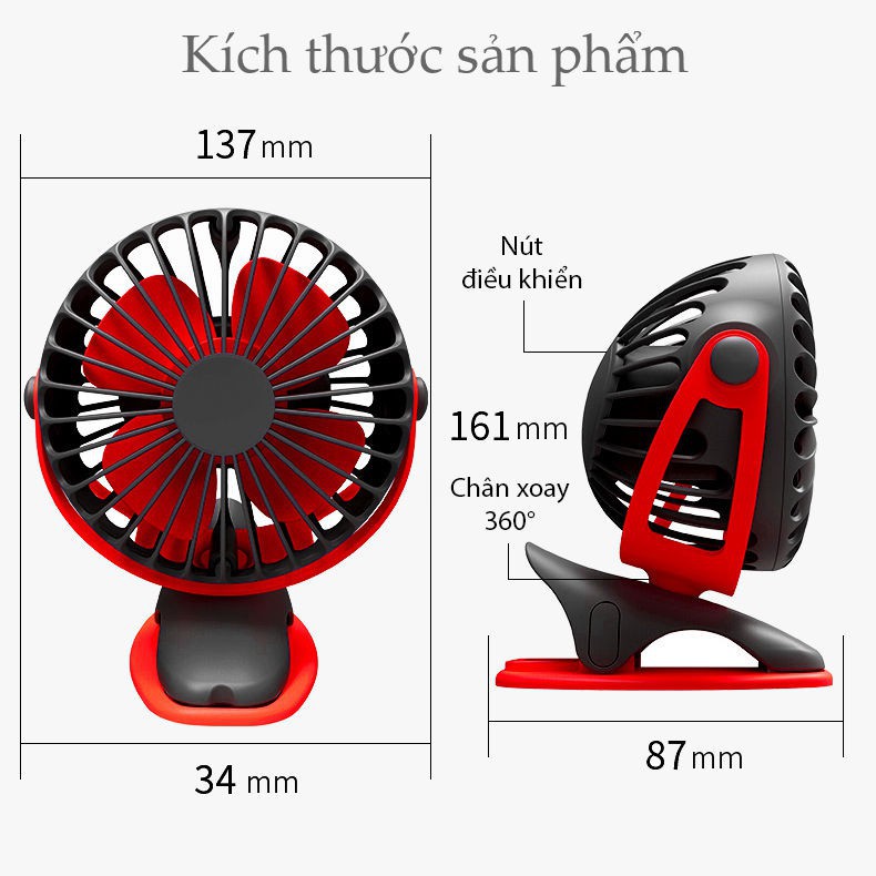 Quạt tích điện mini Yoobao F04 Xoay Góc 720 Độ, 32 Tiếng, Đế Kẹp Đa Năng Hoặc Đặt Bàn 6400mAh [Hàng Chính Hãng] shopsara