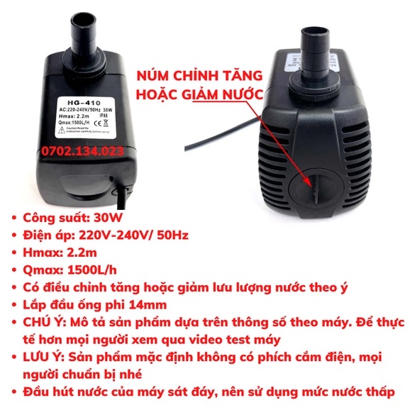 Máy bơm nước chìm mini 4W 8W 13W 16W 18W 25W 30W điện 220V, Bơm quạt hơi nước, Bể cá thủy sinh, Hòn non bộ