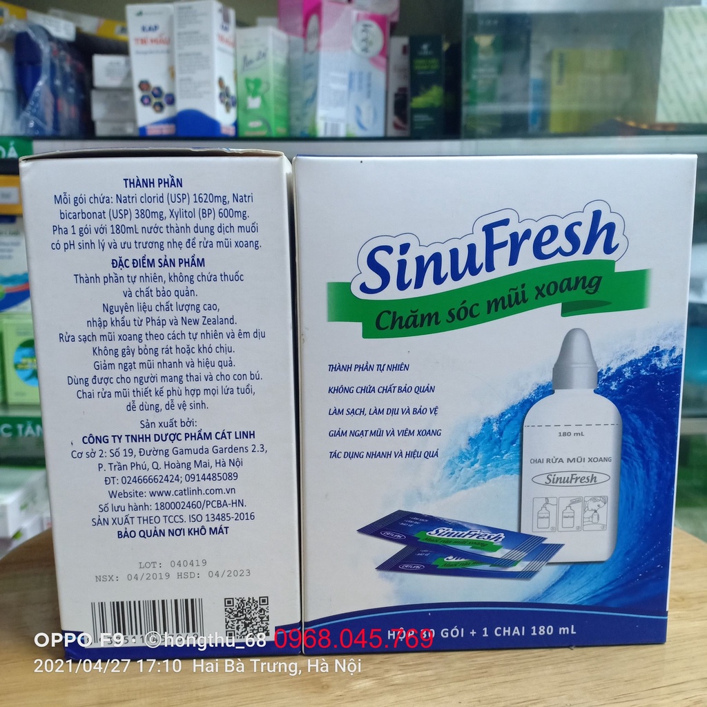 Bình rửa mũi SinuFresh kèm 30 muối