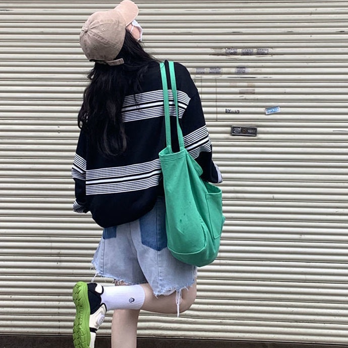 【Yuki】Áo phông dài tay dành cho nữ kẻ sọc phong c ách Hàn QUốc | BigBuy360 - bigbuy360.vn