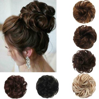 Real Remy Tóc Con Người Lộn Xộn Bun Co Giãn Scrunchie Kẹp Đuôi Ngựa Phần Mở Rộng.US Trong Q3Z7