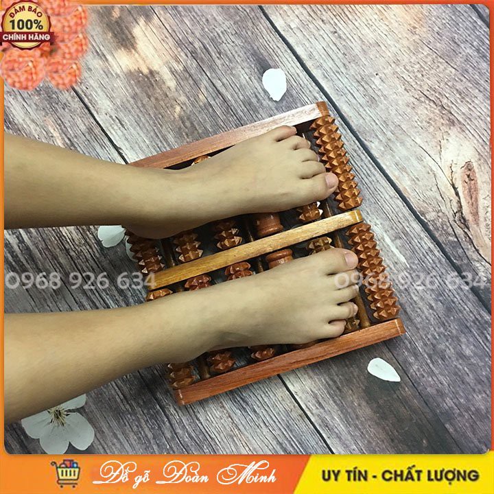 Bàn lăn chân gỗ FREESHIPDụng cụ massage 6 hàng bằng gỗ hương CAO CẤP (H2)