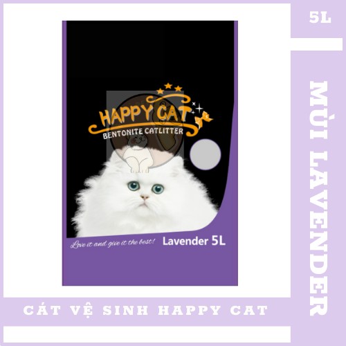 ( KHUYẾN MÃI ) Cát Vệ Sinh Happy Cat Cho Mèo 5L - Mùi Lavender