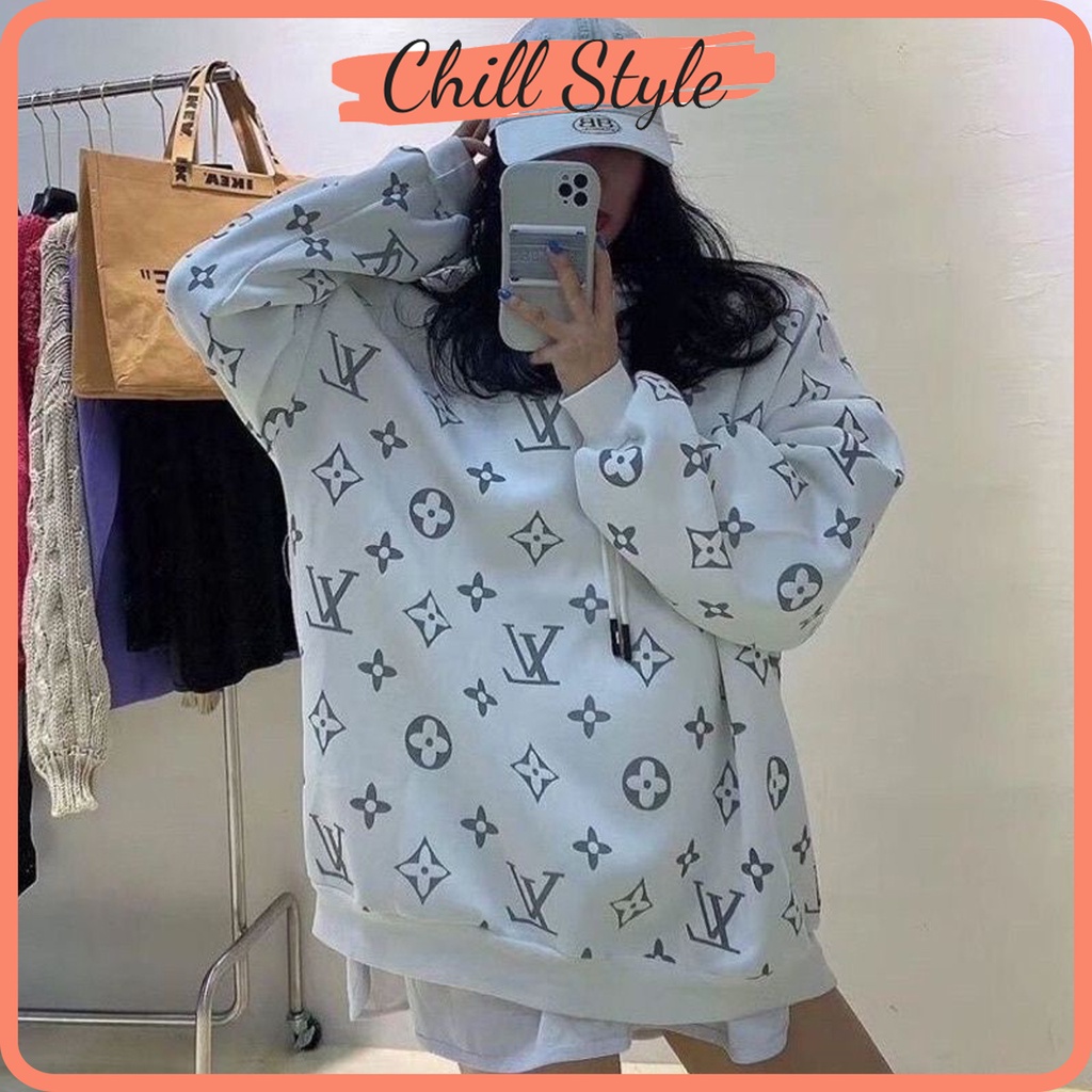 Áo hoodies dáng rộng, áo khoác nỉ in hình LV dáng rộng Chillstyle AD2