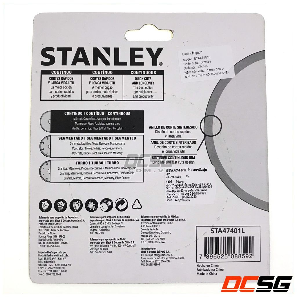 Đĩa cắt gạch 4&quot; 105mm Stanley STA47401L (Cắt ướt)