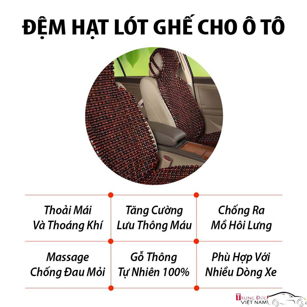 Đệm Lót Ghế Ô tô Hạt Gỗ Cẩm Lai, miếng tựa lưng cho ghế ô tô massage  - Trung Đức VN