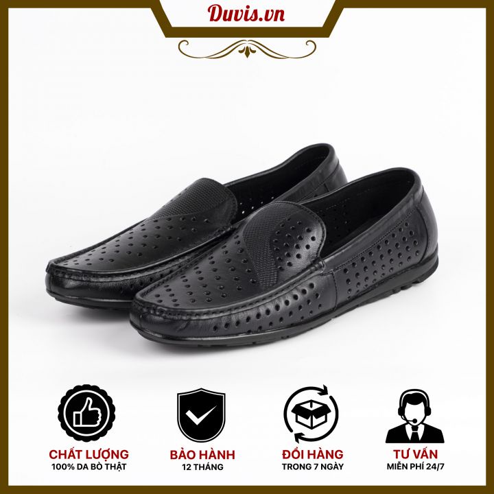 Giày Da Nam đục lỗ L032 Bảo hành trọn đời - Đồ da Duvis - Xưởng da bò Chu Hải Nam