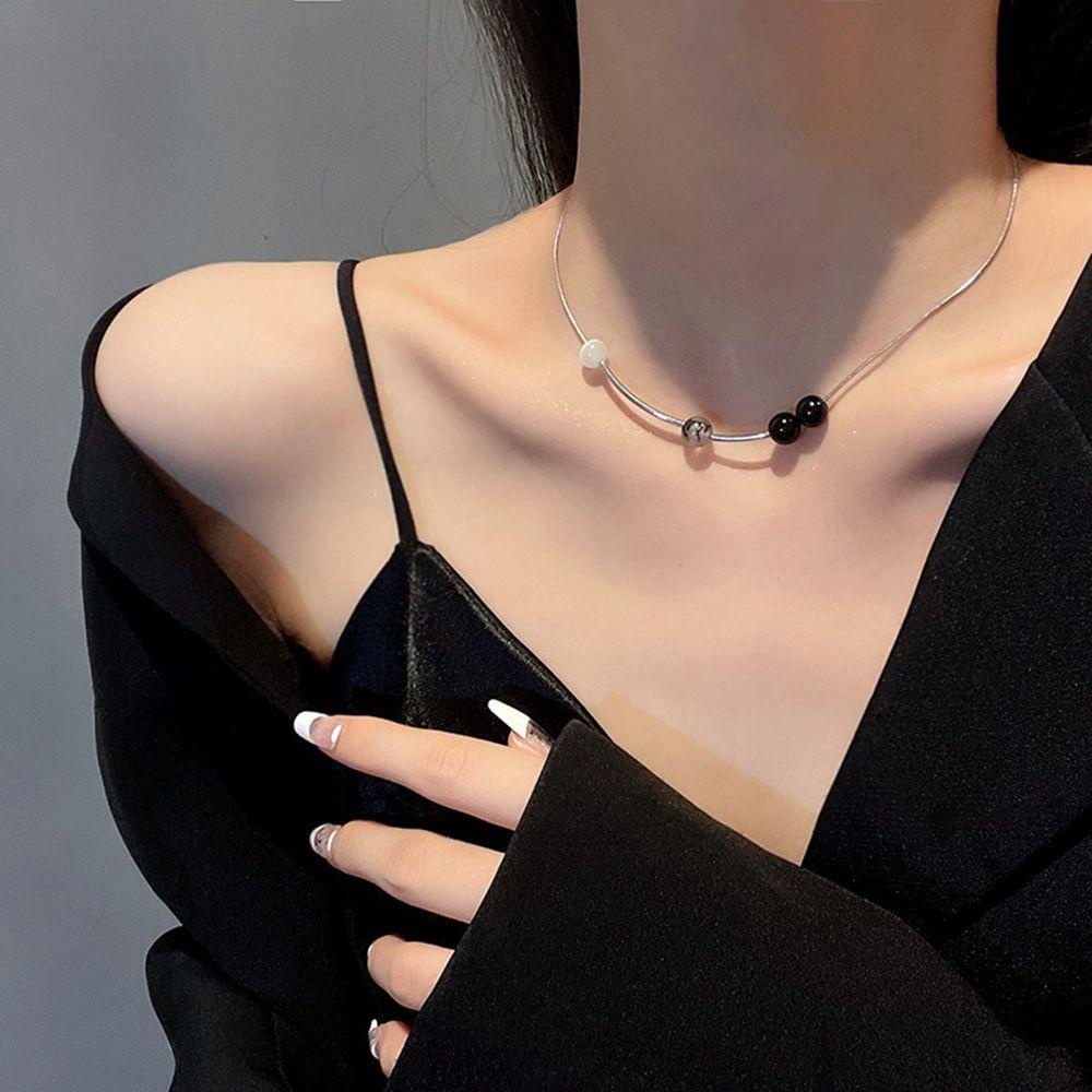 AROMA Vòng Cổ Choker Đính Hạt Mắt Mèo Đơn Giản Thanh Lịch Phong Cách Hàn Quốc Cho Nữ