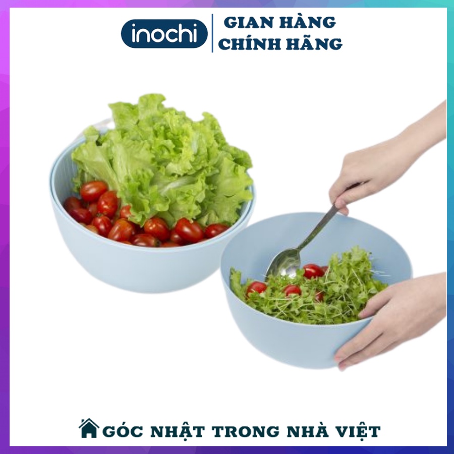 Bộ Thau Rổ Nhựa Đa Năng Vo Gạo, Rửa Hoa Quả,Trộn Salad INOCHI Cao Cấp