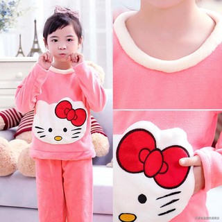 Bộ Đồ Ngủ Mặc Nhà Vải Flannel Lông Cừu Thời Trang Mùa Đông Cho Bé