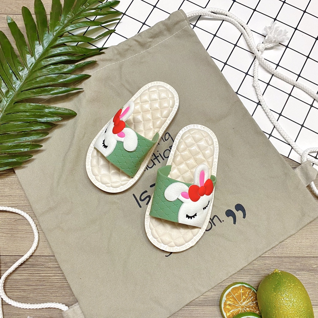Dép quai ngang nhiều màu cho bé gái họa tiết thỏ xinh xắn - TT418