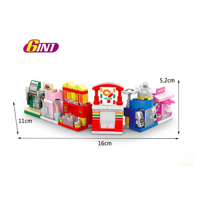 Bộ đồ chơi mô hình lắp ráp KIỂU LEGO CỬA HÀNG TIỆN LỢI BÉ GÁI 6 IN 1 (137 Chi tiết) (6 KIỂU LẮP TRONG 1 HỘP SẢN PHẨM)