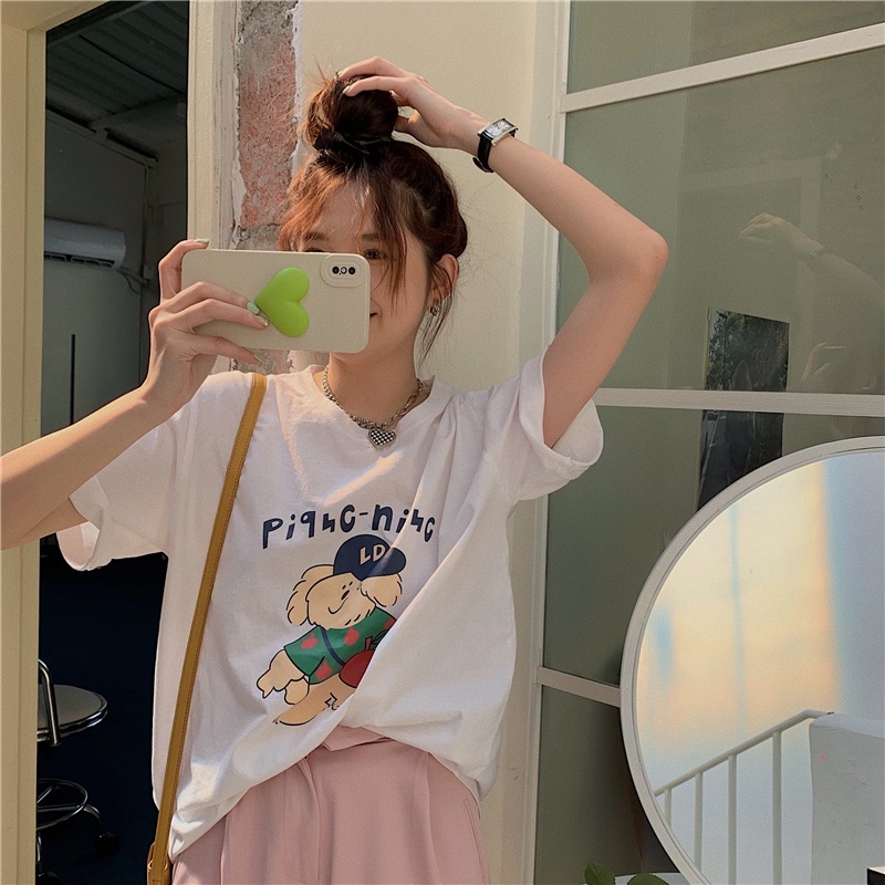 NRVP Áo Thun Cotton Tay Ngắn Cổ Tròn Màu Trơn Thời Trang Dành Cho Nữ