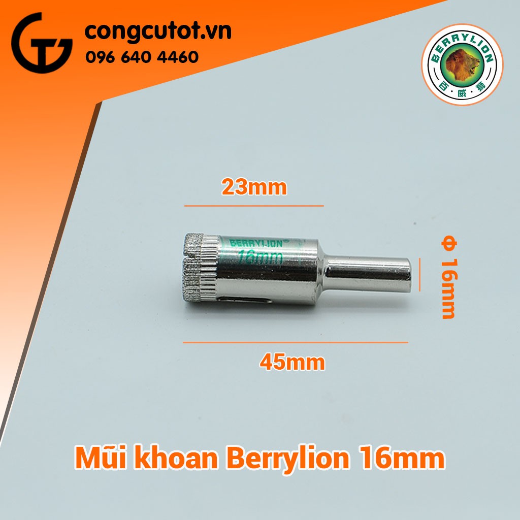 Mũi khoan kính đầu lõi kim cương mạ điện Berrylion