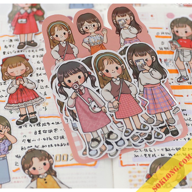 Bộ Sticker hình cô gái/ chàng trai cá tính dán trang trí sổ, planner, điện thoại