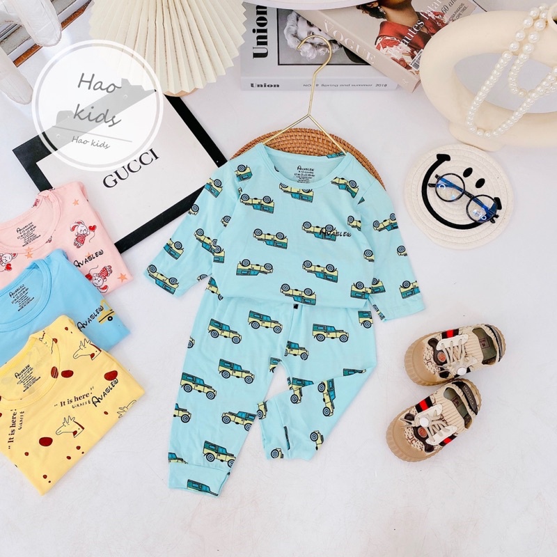 Bộ thun lạnh dài tay cho bé , Bộ Đồ Bé Trai Đồ sơ sinh Avaler Đồ ngủ bé gái Quần Áo Trẻ Em