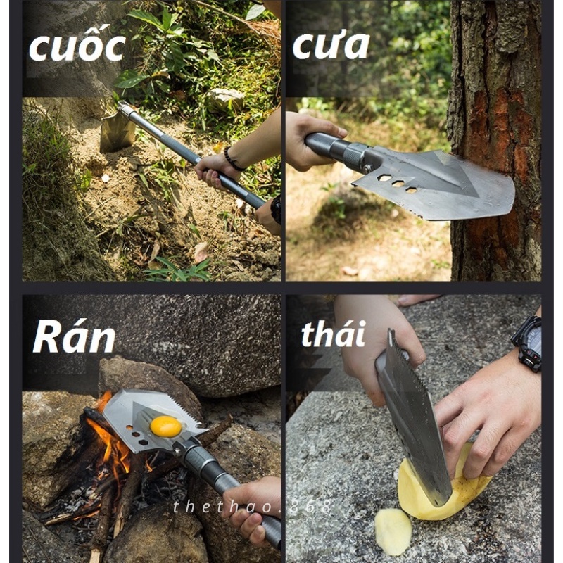 Xẻng quân dụng đa năng đi phượt cao cấp , xẻng đa năng gấp gọn