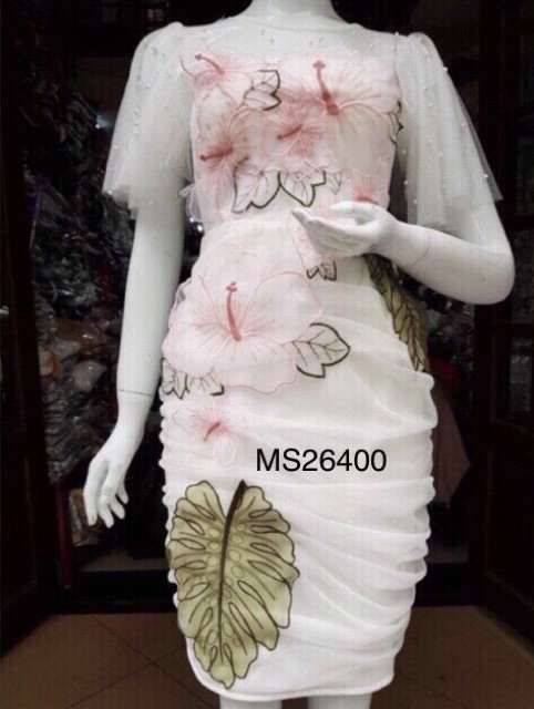 ẢNH VÀ VIDEO THẬT 10000-%  Đầm body kết hoa và lá nổi