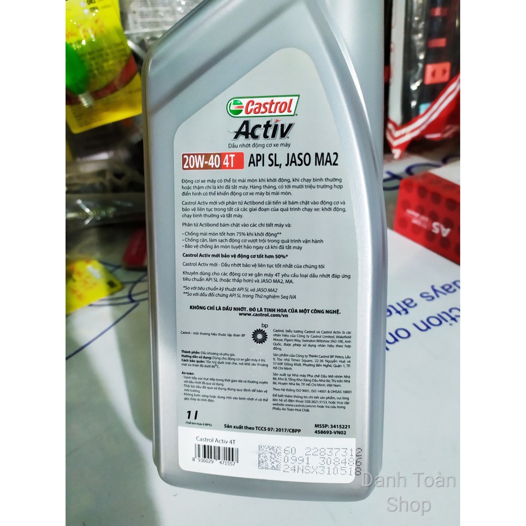 Nhớt CASTROL ACTIVE 20W-40 4T (1Lít) cho xe máy