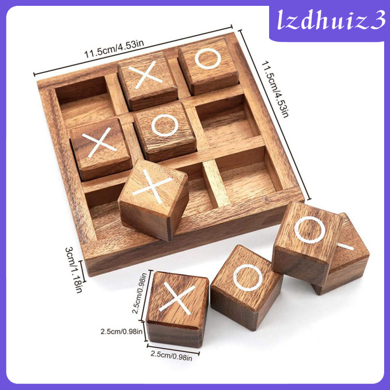 Gemgem Loey Wooden Tic Tac Toe/ Noughts and Crosses Game Unique Handmade Quality Wood Family Board Games