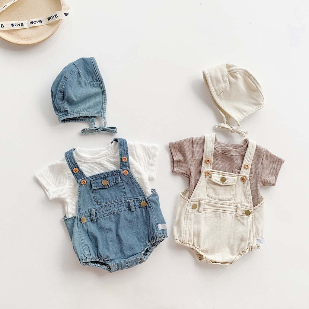 Yếm Jeans Mùa Hè Cho Bé Trai, Bé Gái 6-14Kg, Quần Yếm Dễ Thương Cho Bé Trai Bé Gái HANNAH KIDS