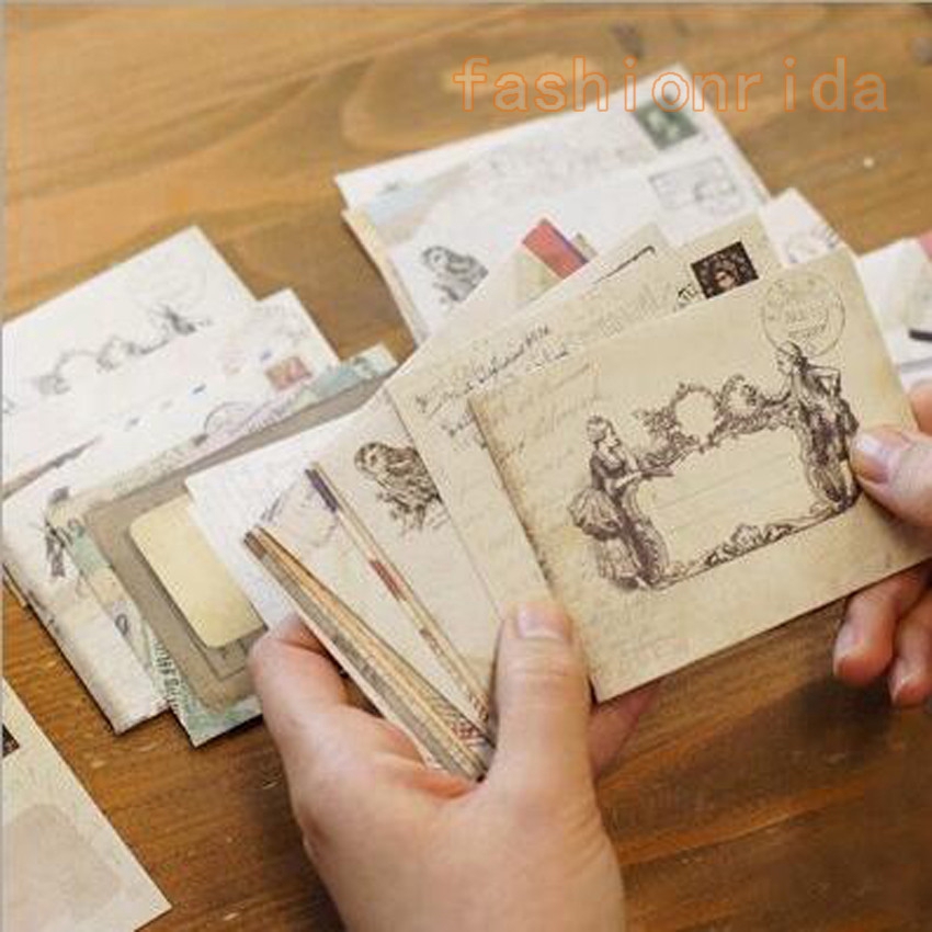 12 tờ bìa thư bằng giấy kiểu cổ điển dùng cho trang trí và làm quà tặng