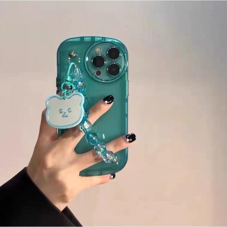 Ốp Điện Thoại tpu Mềm Hình Gấu Màu Xanh Dương Gắn Dây Xích Cho Iphone 12 pro max 11 pro max xs max xr x 13promax 7plus 14proamx