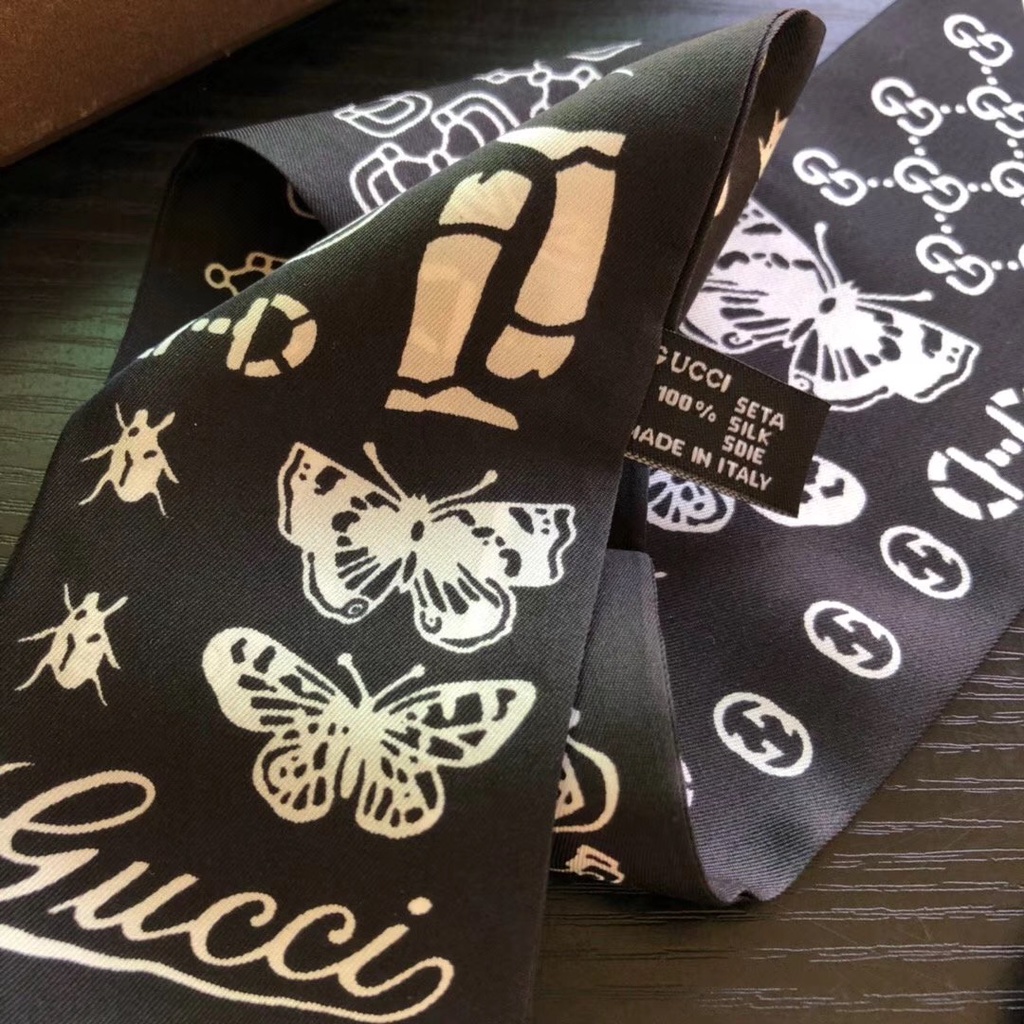 Khăn Quàng Cổ / Túi Xách Vải Lụa Ruy Băng Thiết Kế Thời Trang Cho Nữ Màu Xám Đen