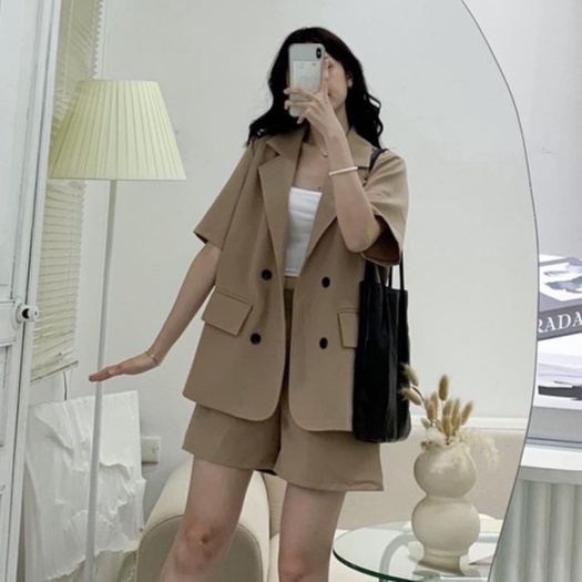 Set Áo Blazer Cộc Tay Kèm Quần Short Chất Đẹp