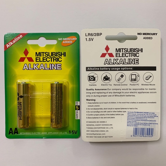 Pin AA Mitsubishi Electric Alkaline Chính Hãng Vỉ 2 Viên