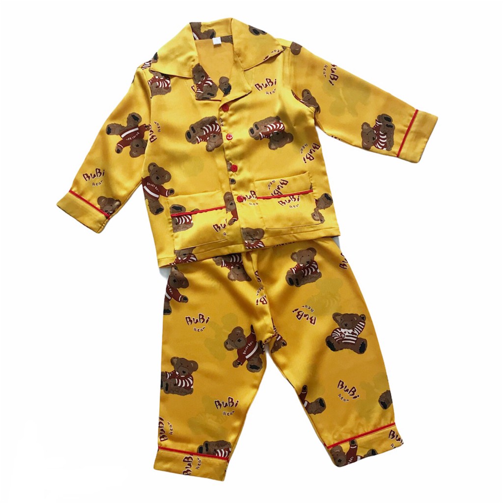 Bộ ngủ Pijama dài cho bé vải Satin Lụa mềm đẹp thoáng mát size bé 1-5 tuổi 10-20kg nhiều mẫu