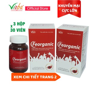 [3 hộp] Sắt hữu cơ Feorganic – Bổ sung sắt và Acid folic, giảm nguy cơ thiếu máu do thiếu sắt – Hộp 30 viên